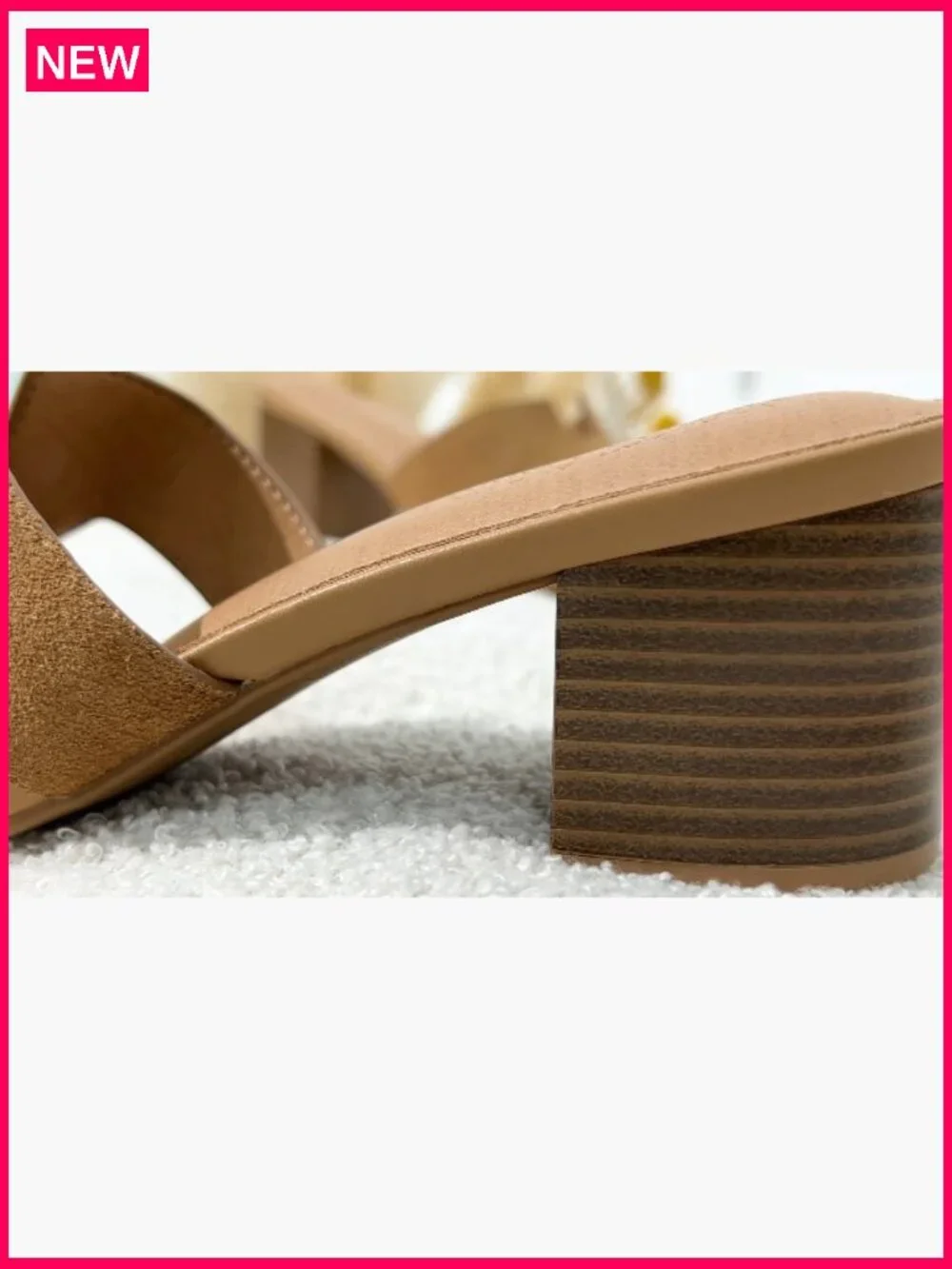 Genuine Leather Heeled Sandals Memory Foam Non-Slip Block Heel Slides